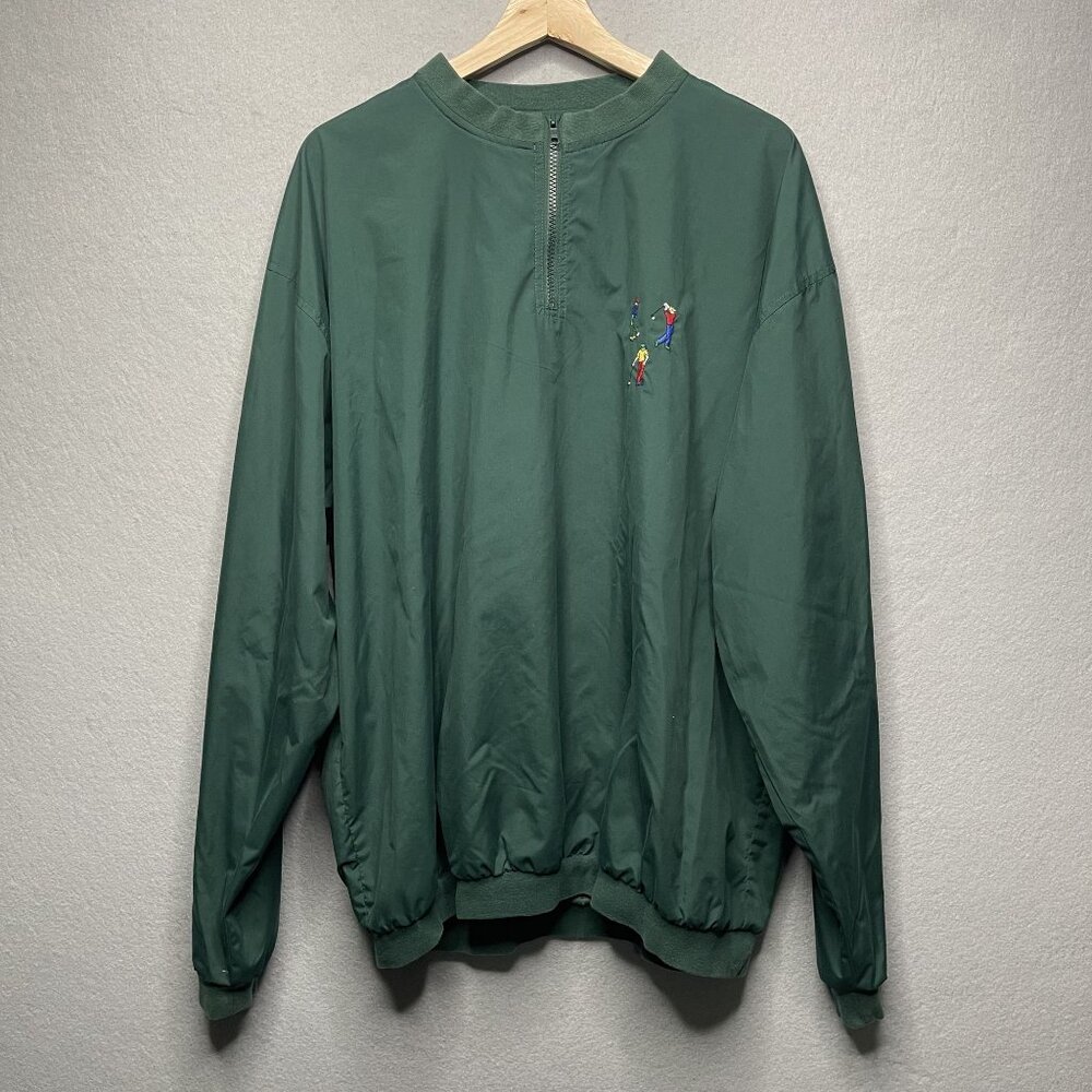 Vintage Pivot Rules XL Green Golf Embroidered Pullover Windbreaker